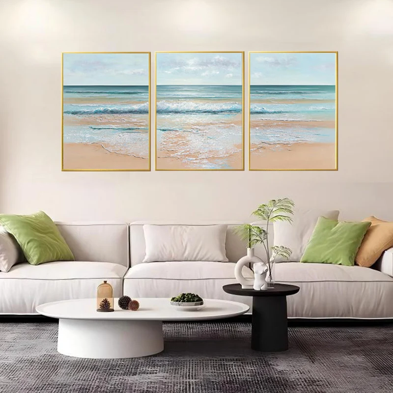 Küsten-Seestück Kunst Triptychon