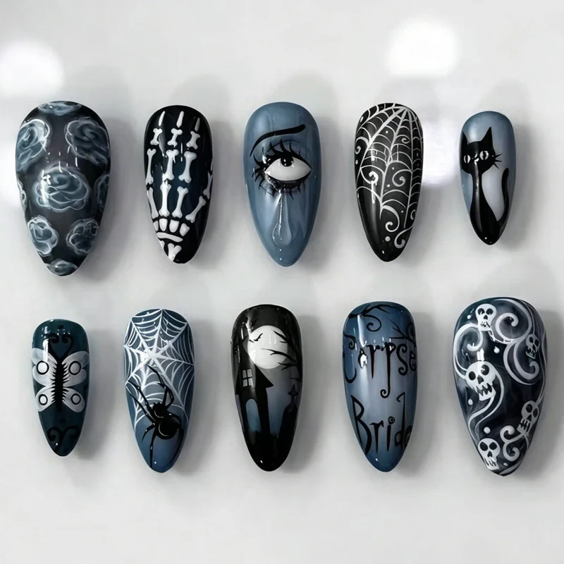 Halloween Kunstnagelset mit einzigartigen gruseligen Designs Brehn