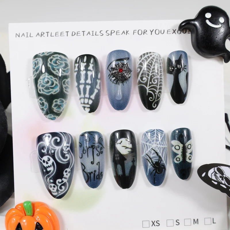Halloween Kunstnagelset mit einzigartigen gruseligen Designs Brehn