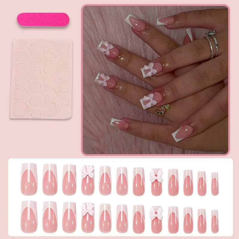 Kunstnagel-Set mit glamourösen Schleifen- und Glitzerakzenten Brehn