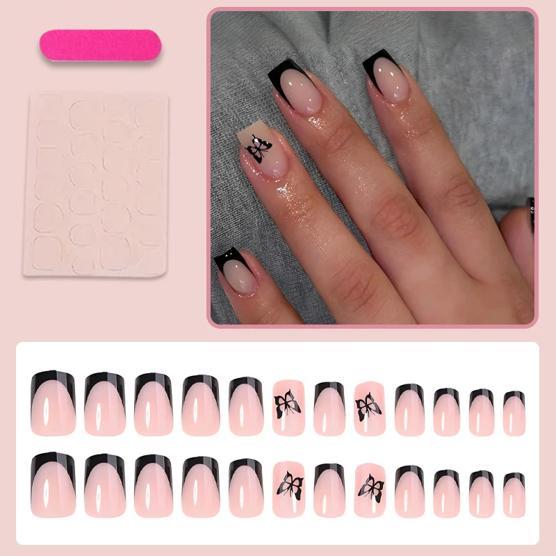 Glamouröses Kunstnagelset mit filigranen Schmetterlingsdesigns Brehn