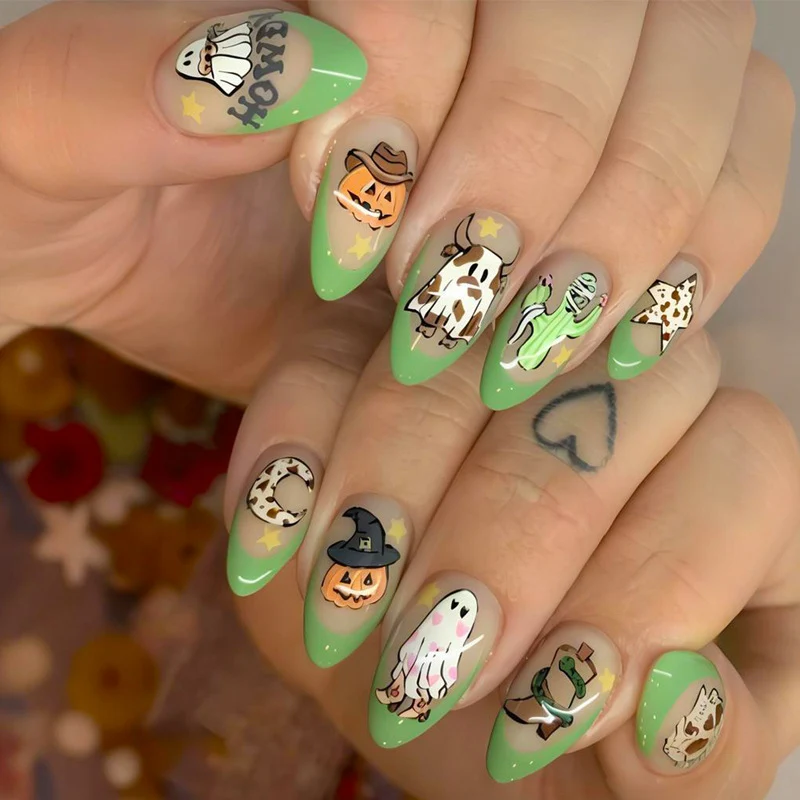 Kreatives Kunstnagelset mit verspielten Halloween-Motiven Brehn