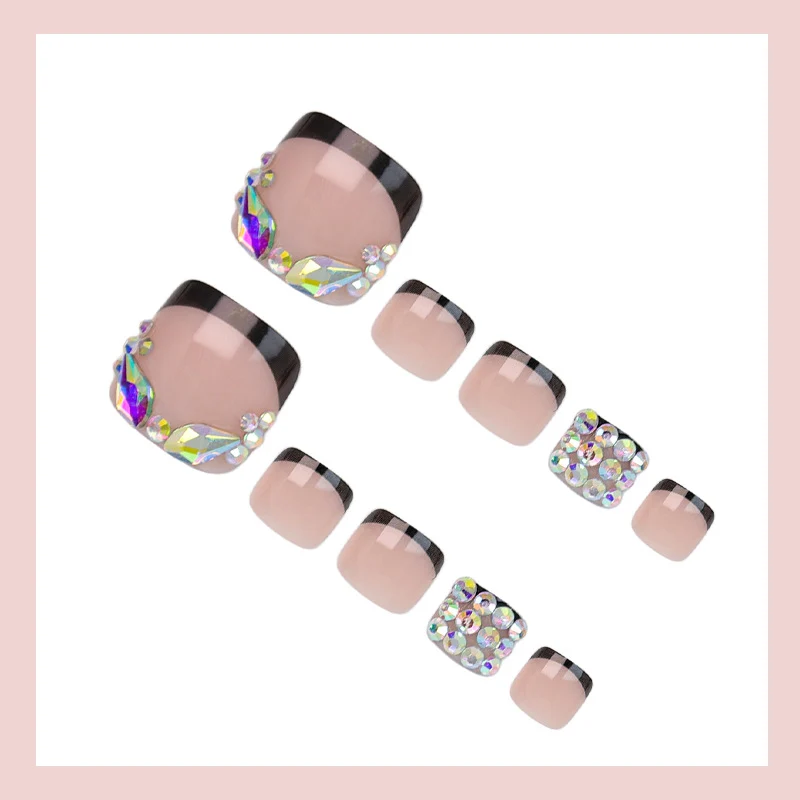 Fußnagel Kunstset mit glamourösen Strass- und eleganten Farbverläufen Brehn
