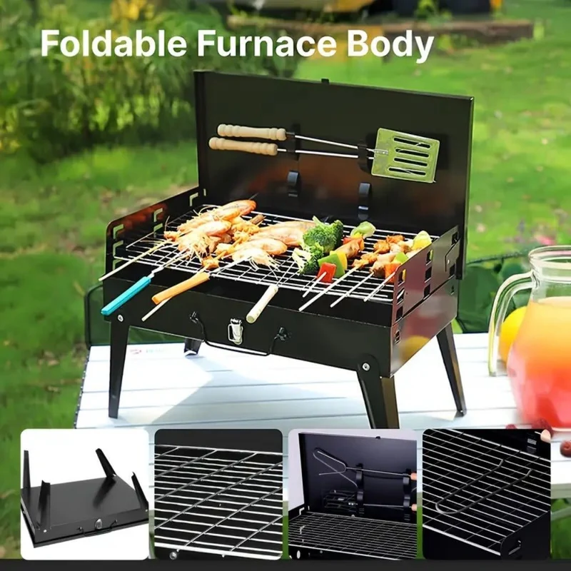 Skanto | Grillmate Fold – Faltbarer Stahl-Koffergrill für Garten, Camping & Outdoor-BBQ