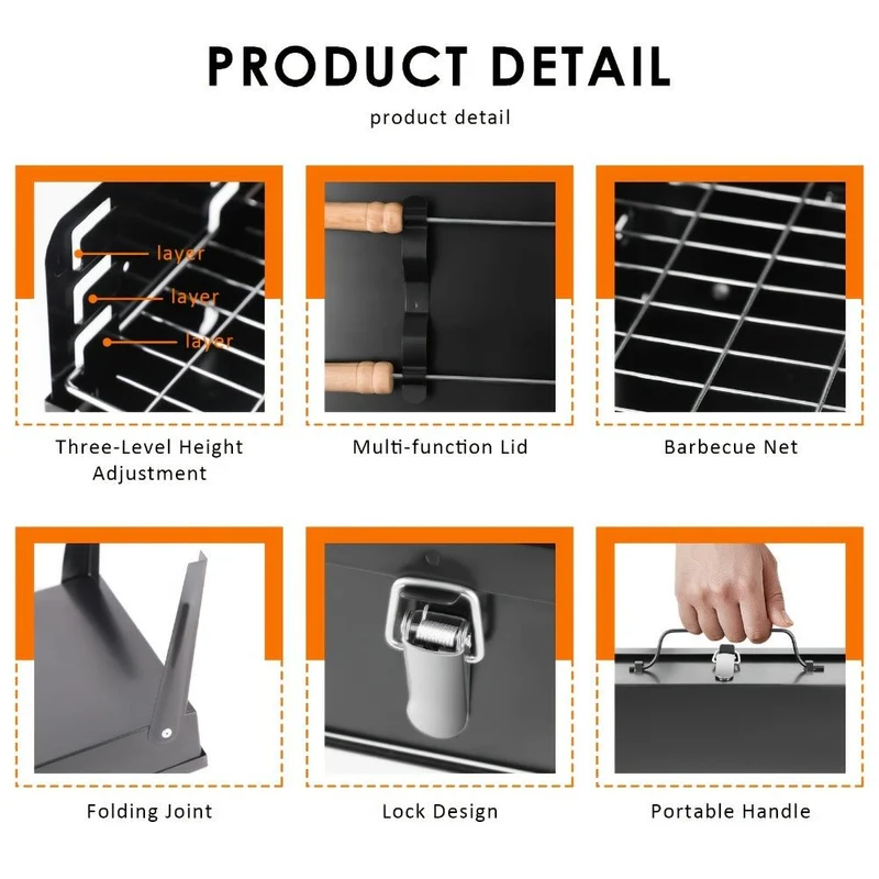 Skanto | Grillmate Fold – Faltbarer Stahl-Koffergrill für Garten, Camping & Outdoor-BBQ