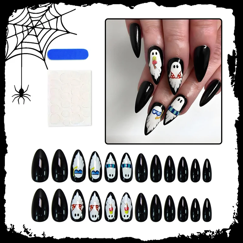 Halloween Kunstnagelset mit verspielten Gespenster-Motiven Brehn