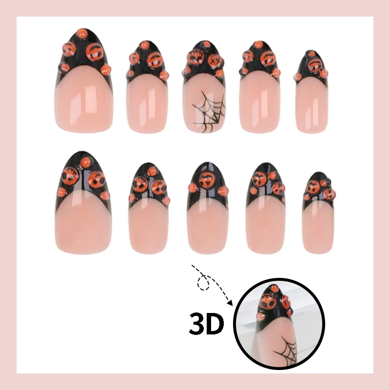 Halloween Kunstnagelset mit kreativen Kürbis- und Spinnenmotiven Brehn