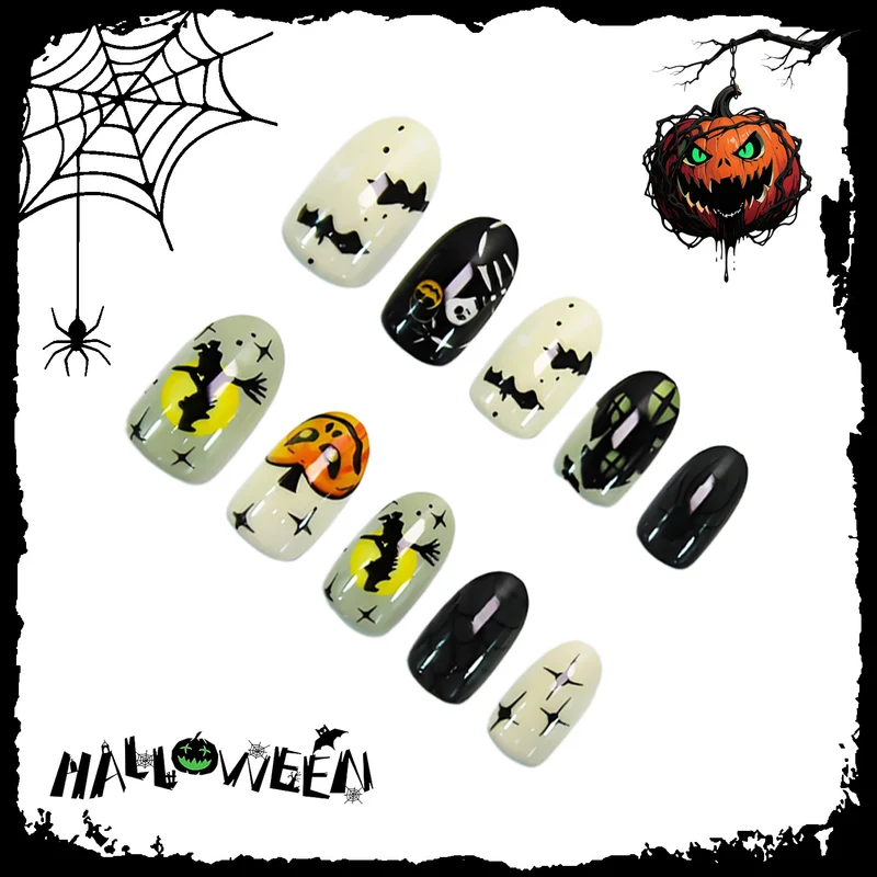 Halloween Kunstnagelset mit kreativen Gruselmotiven und Halloween-Dekorationen Brehn