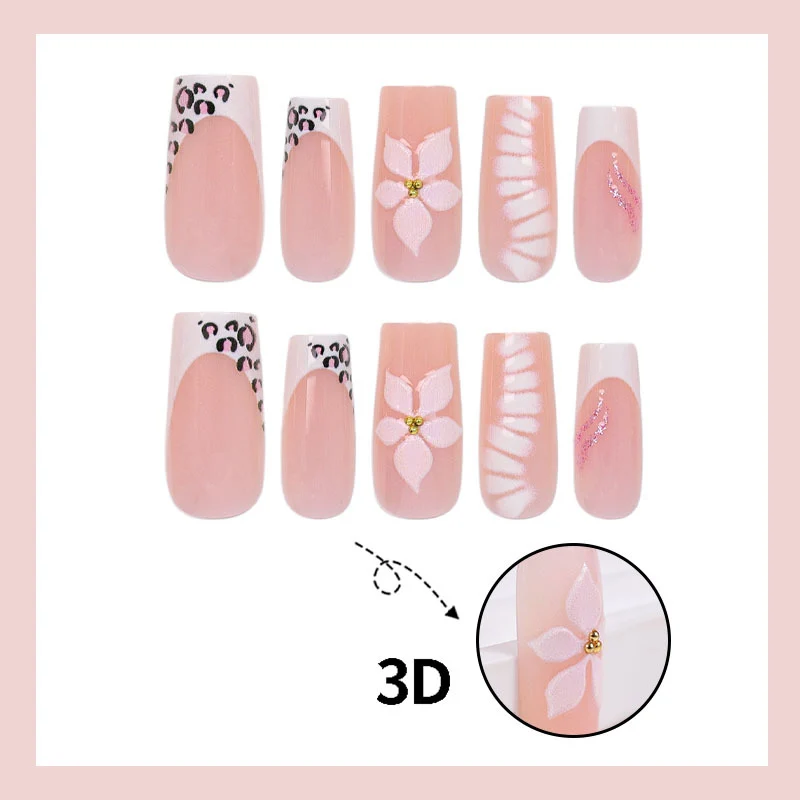 Elegantes Kunstnagelset mit floralen und tierischen Akzenten Brehn