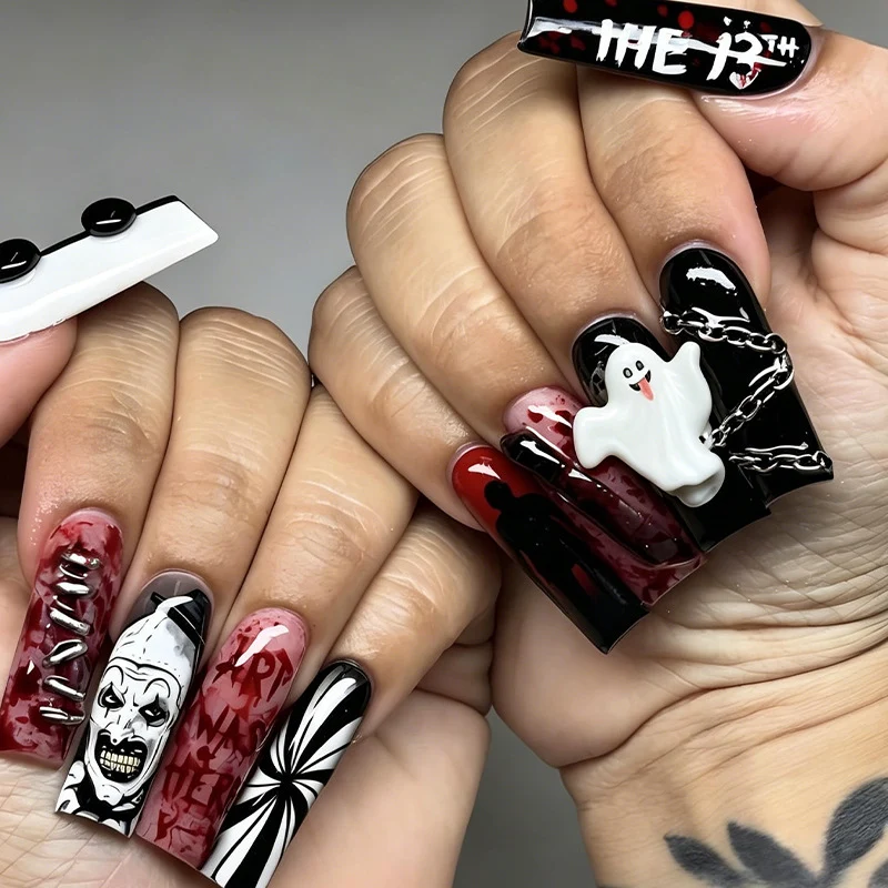 Halloween Kunstnagelset mit gruseligen Motiven und extravaganten Designs Brehn