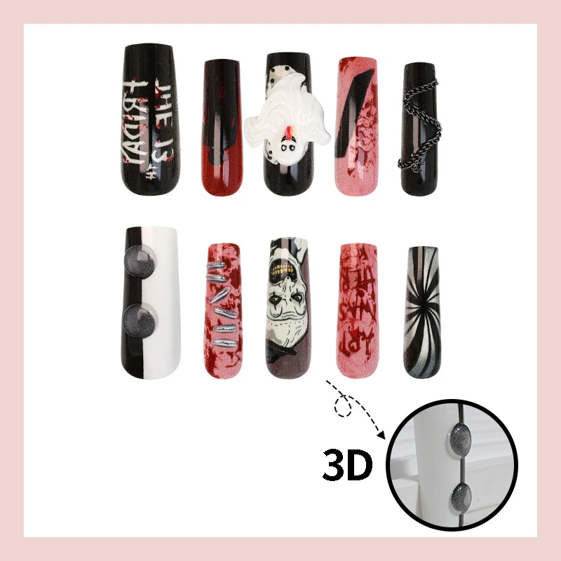 Halloween Kunstnagelset mit gruseligen Motiven und extravaganten Designs Brehn