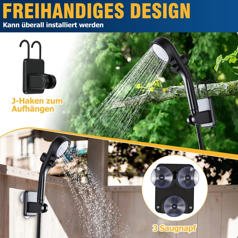 Tragbare Campingdusche batteriebetrieben Outdoor-Dusche mit 20L faltbarem Eimer | Skanto