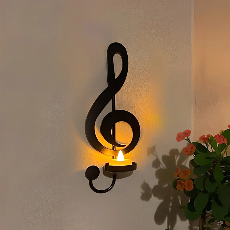 Schwarze Musiknoten-Wandlampe Skanto