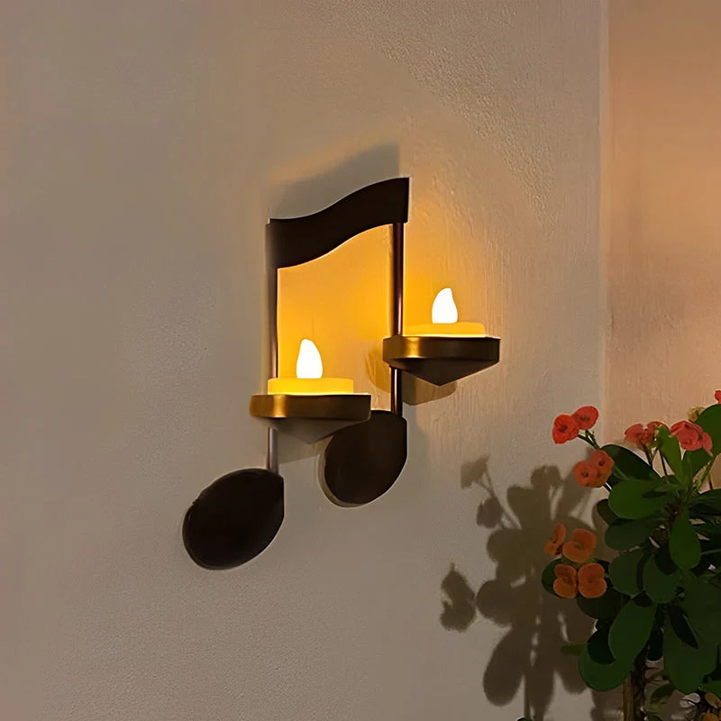 Schwarze Musiknoten-Wandlampe Skanto