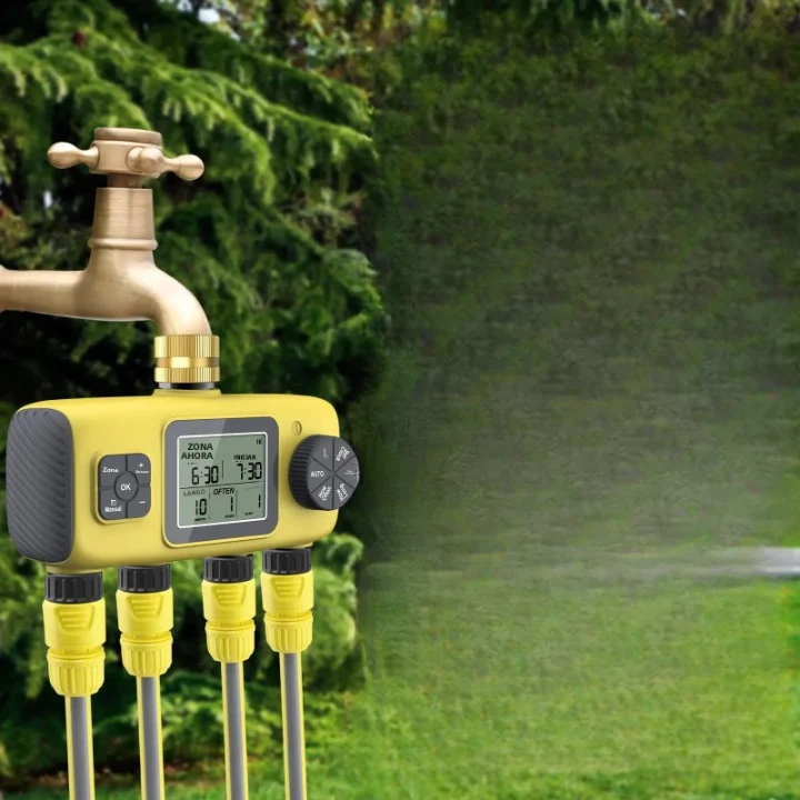 HydroVista - 4-Zonen digitales Bewässerungssystem mit LCD-Bildschirm und IPX7 wasserdichtem Smart-Ventilsystem Skanto
