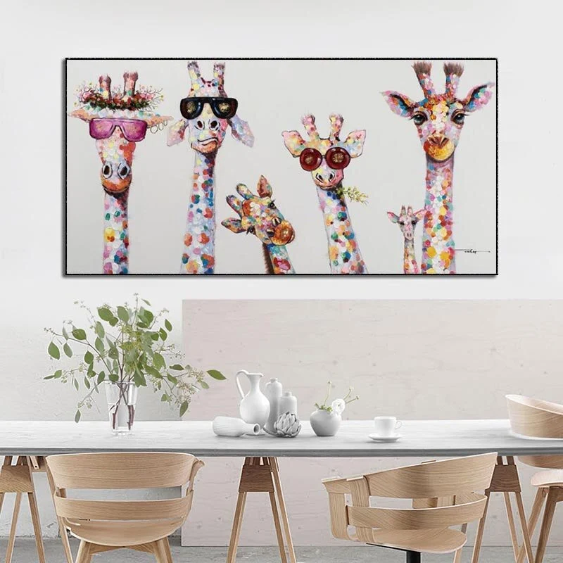 Cartoon-Giraffe – Leinwand-Wandbild | Skanto