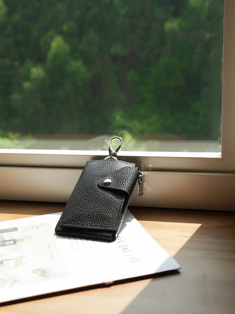Premium Reißverschluss Leder Kartenhalter
