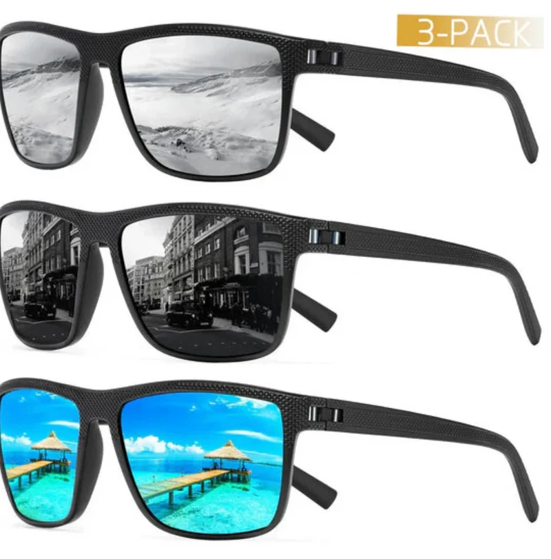 ZichtZeker 3-teiliges polarisiertes Sonnenbrillen-Set – UV400 Schutz & Komfort