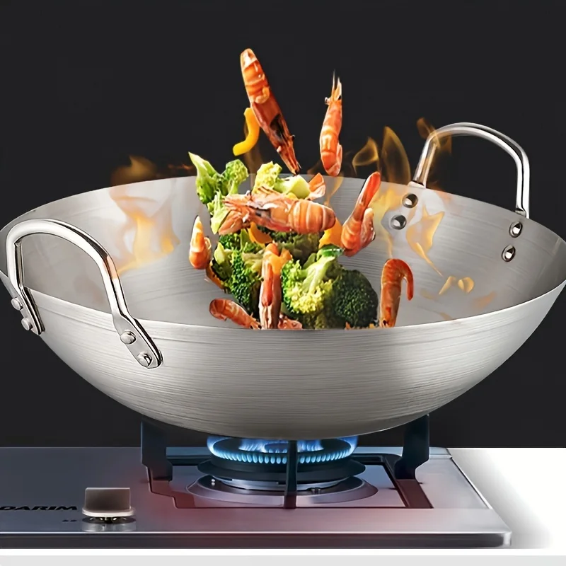 ChefMaster – Großer Edelstahl-Wok mit Doppelgriff Skanto