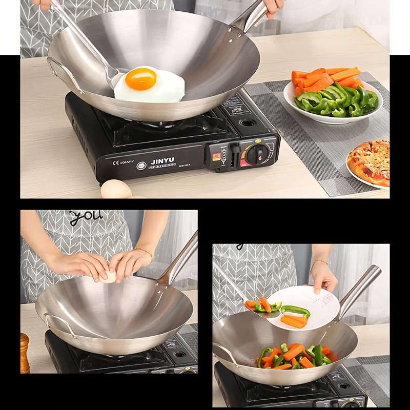 ChefMaster – Großer Edelstahl-Wok mit Doppelgriff Skanto