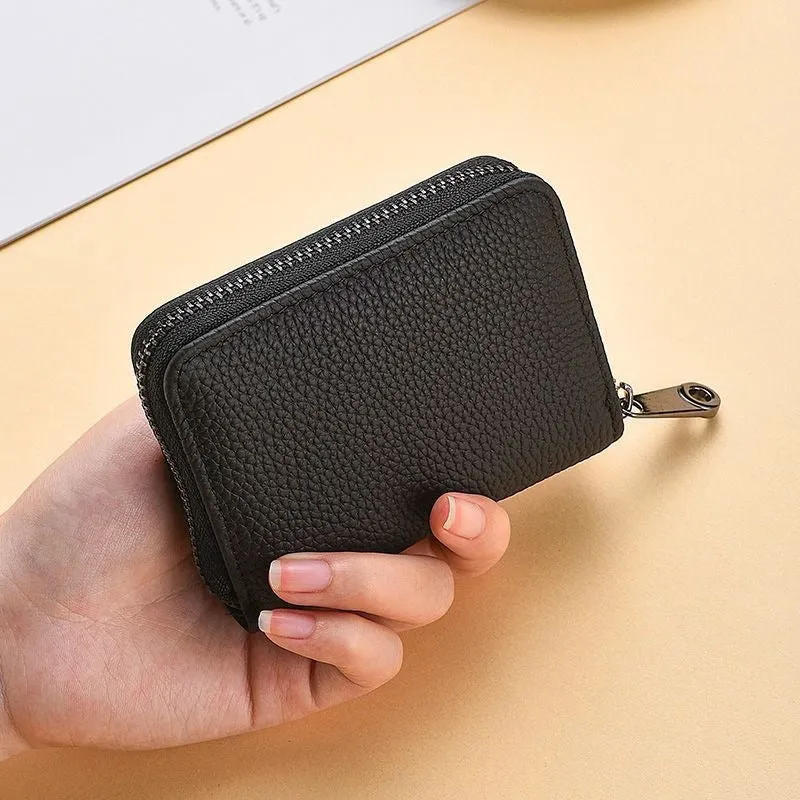 Kompakte Reißverschluss Leder Brieftasche