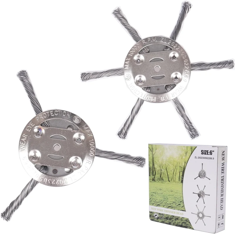 Skanto | 6" Gedrehte Draht-Unkrautbürste – Stahl-Trimmerkopf für 5 mm Welle Elektro-Rasenmäher