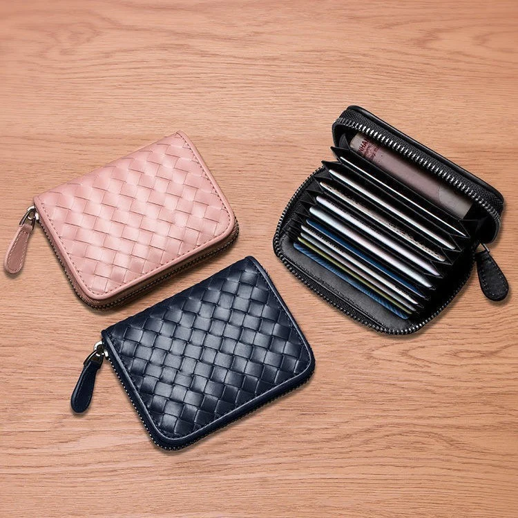 Woven Leather Reißverschlussgeldbörse