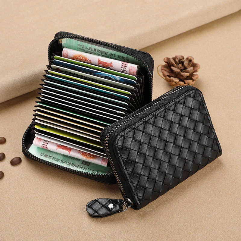 Woven Leather Reißverschlussgeldbörse