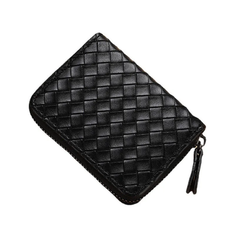 Woven Leather Reißverschlussgeldbörse