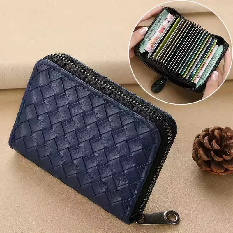 Woven Leather Reißverschlussgeldbörse