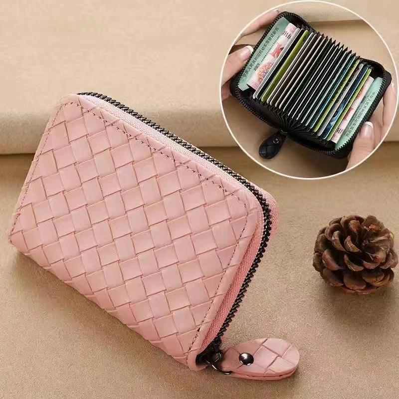 Woven Leather Reißverschlussgeldbörse