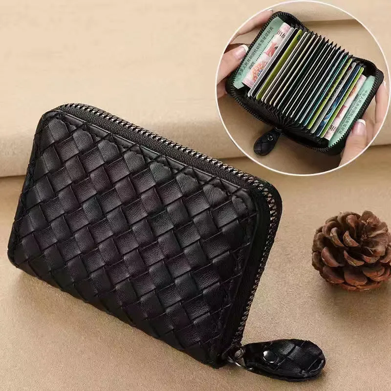 Woven Leather Reißverschlussgeldbörse