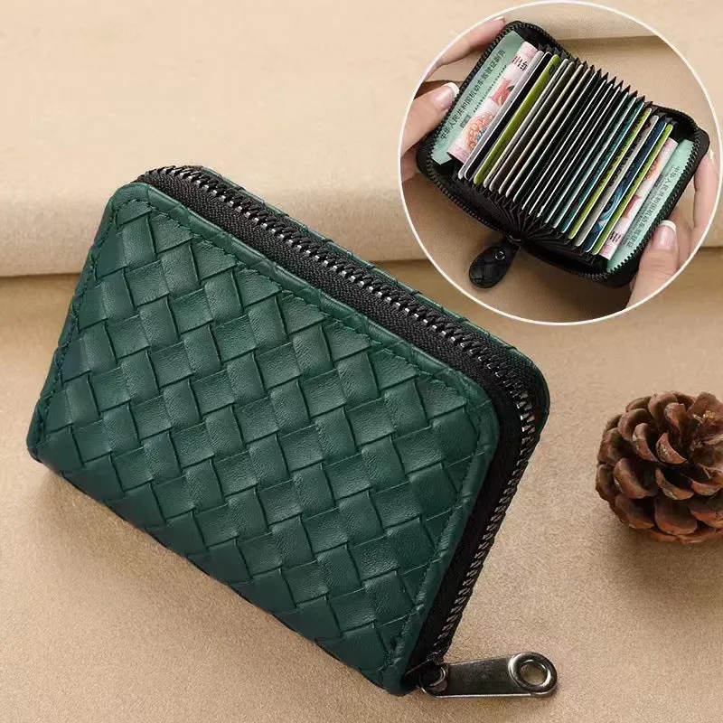 Woven Leather Reißverschlussgeldbörse