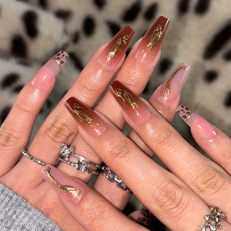 Premium Leopard Design Press-On Nails Brehn
