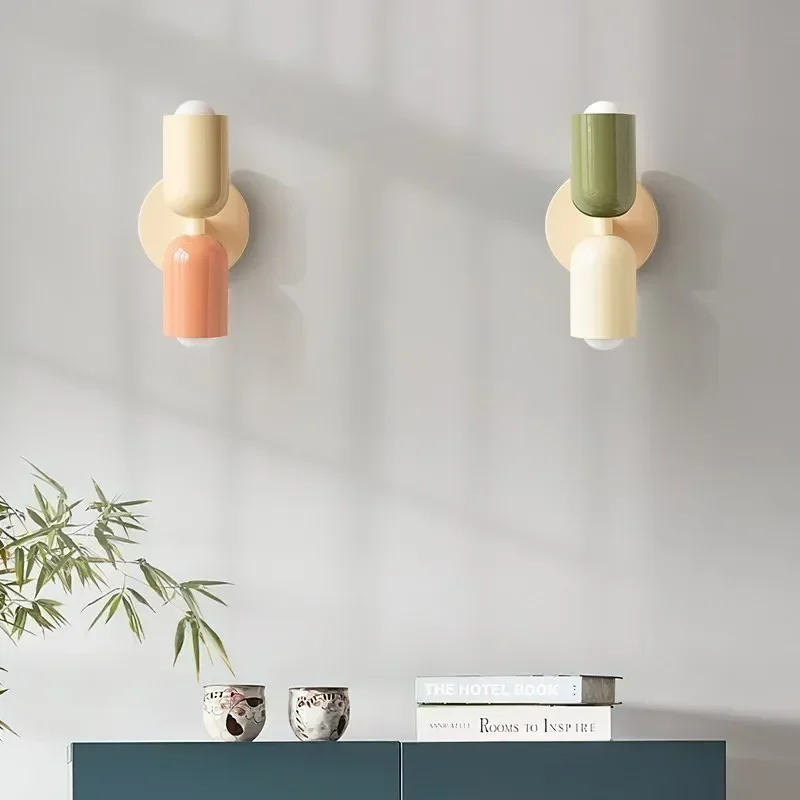 Skanto | Nordische LED-Wandleuchte Moderne minimalistische Creme-Doppelkopflampe für Wohnzimmer Schlafzimmer Arbeitszimmer Dekorative Innenleuchte