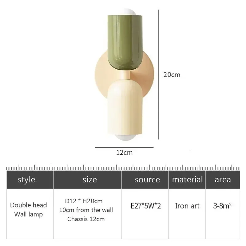 Skanto | Nordische LED-Wandleuchte Moderne minimalistische Creme-Doppelkopflampe für Wohnzimmer Schlafzimmer Arbeitszimmer Dekorative Innenleuchte