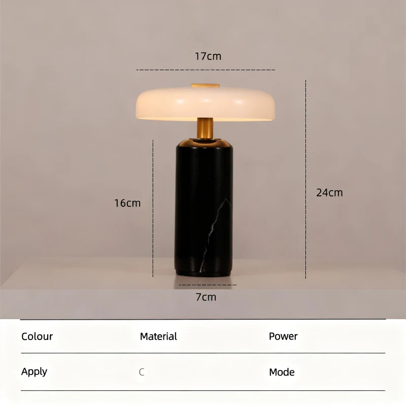 Tragbare Tischleuchte, Marmor, LED, Touchschalter