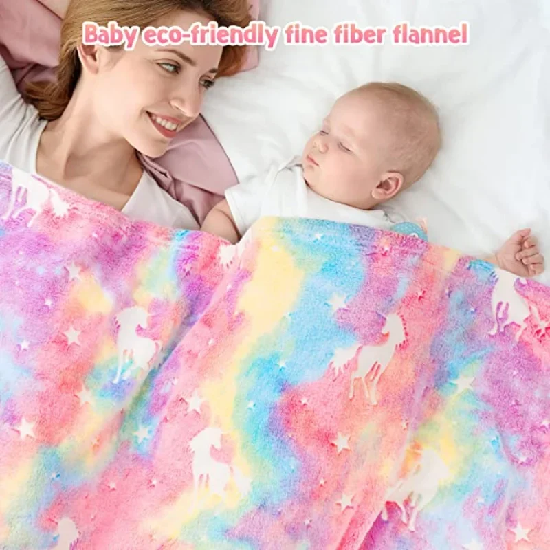Skanto | StellaLumi | Leuchtende Einhorn-Decke | Gemütlich & Magisch | Leuchtsterne & Herzen | Geschenk für Kinder & Erwachsene