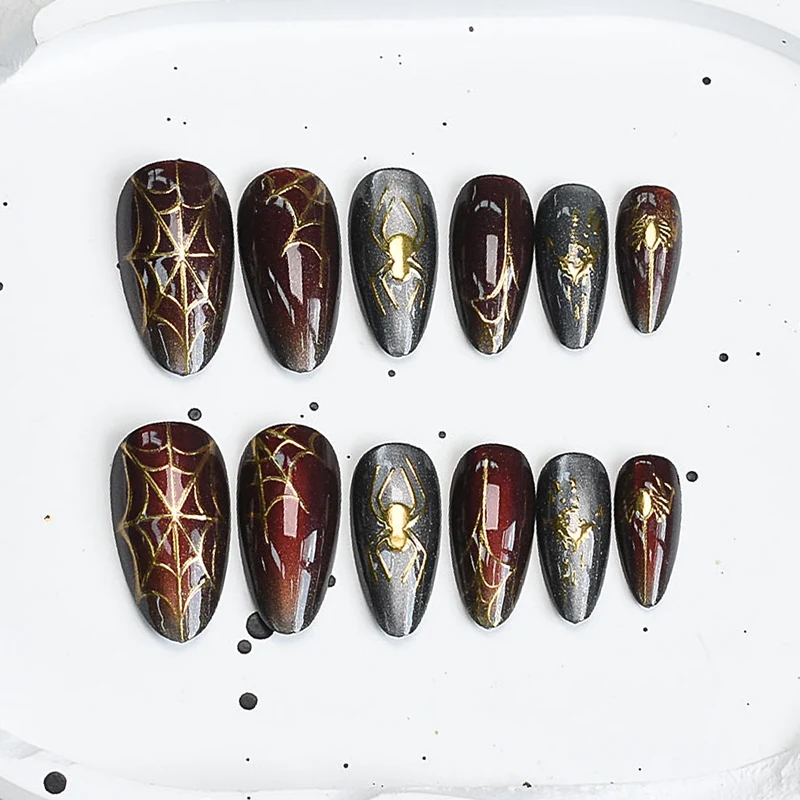 Künstlerisches Press-On-Nagelset mit Kirschblütenmuster Brehn