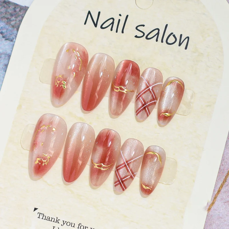Künstlerisches Press-On-Nagelset mit Kirschblütenmuster Brehn
