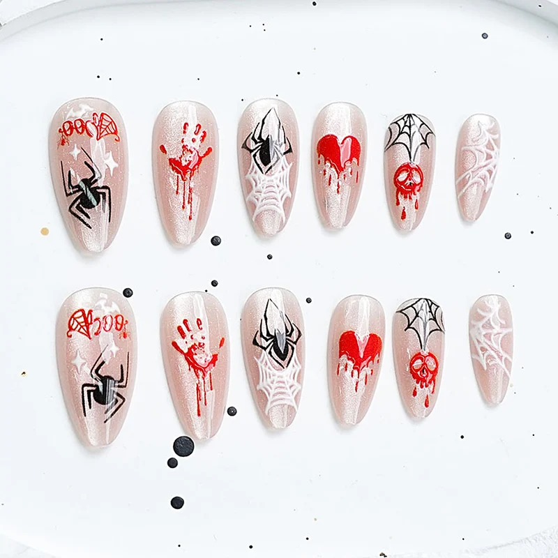 Künstlerisches Press-On-Nagelset mit Kirschblütenmuster Brehn