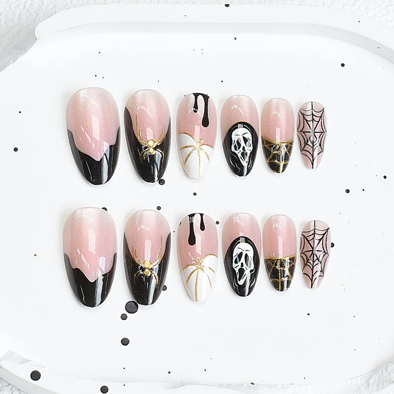 Künstlerisches Press-On-Nagelset mit Kirschblütenmuster Brehn