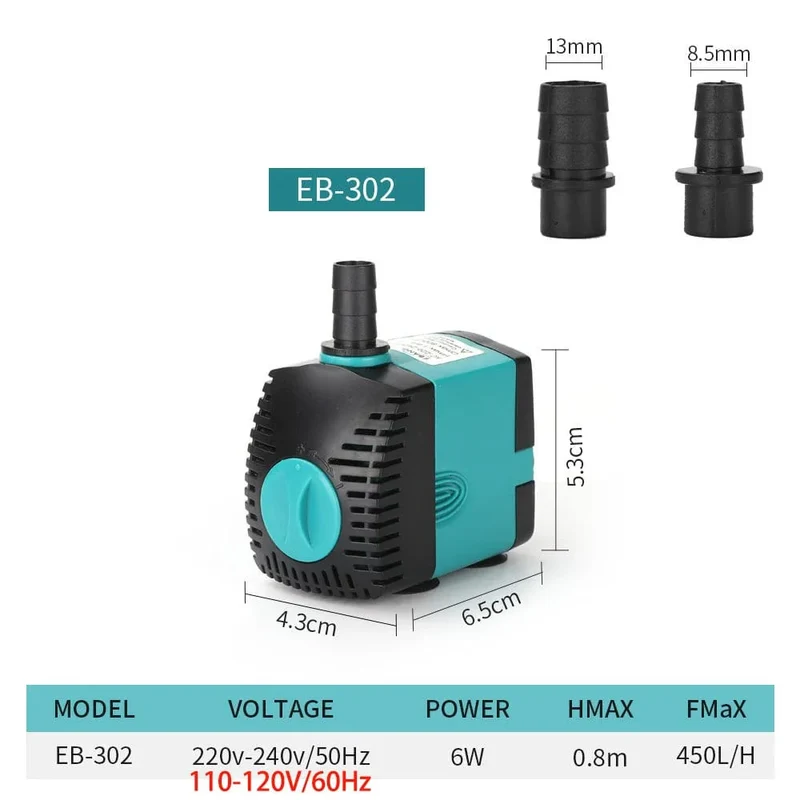 3-60W Ultra-leise Tauchwasserpumpe für Brunnen, Fischteich, Aquarium – Filterpumpe 220V-240V/110V | Skanto