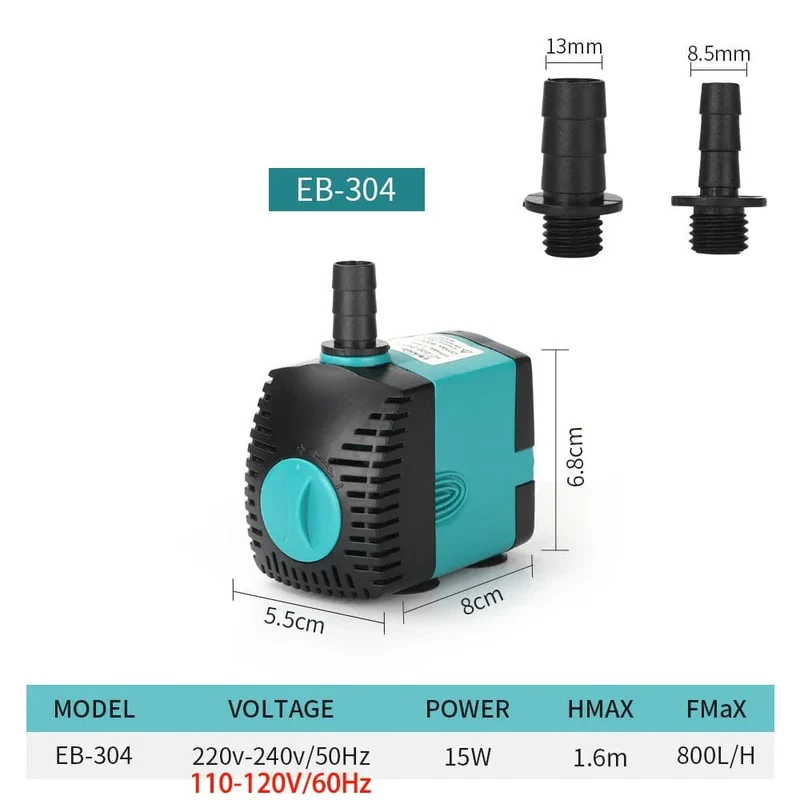 3-60W Ultra-leise Tauchwasserpumpe für Brunnen, Fischteich, Aquarium – Filterpumpe 220V-240V/110V | Skanto