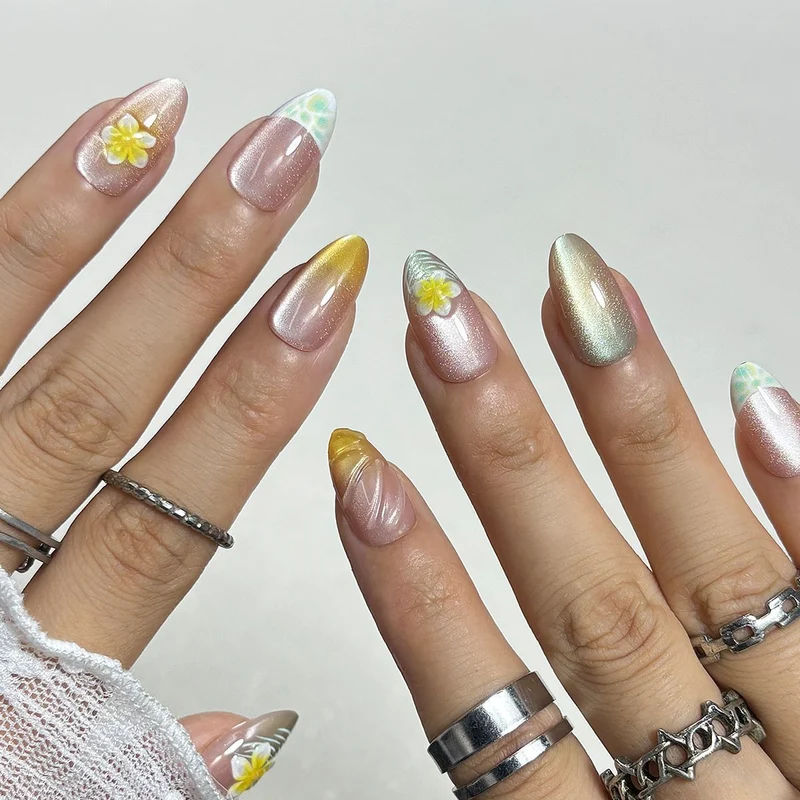 Florale Kunst Press-On Nagelspitzen Brehn