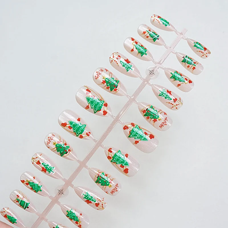 Festliches Baum-Themen Press-On Nagelset Brehn