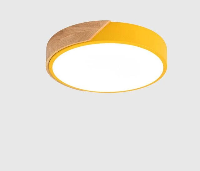 Minimalistische runde LED-Deckenleuchte mit Holzdekor – Modernes Design, dimmbar | Skanto