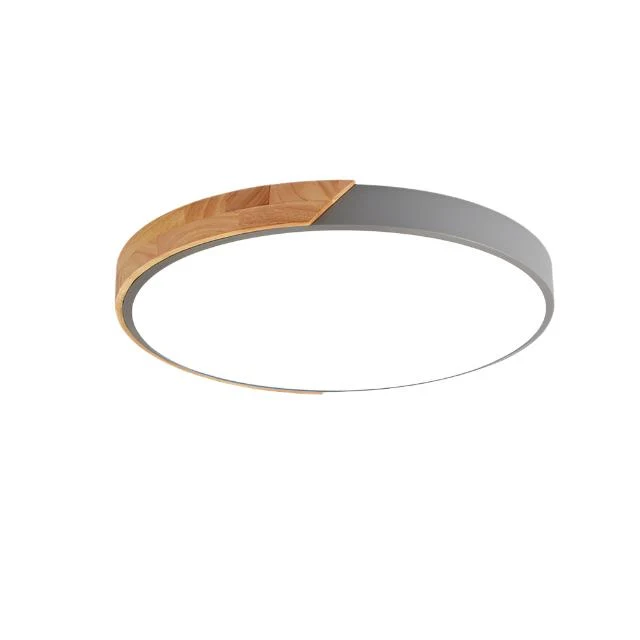 Minimalistische runde LED-Deckenleuchte mit Holzdekor – Modernes Design, dimmbar | Skanto