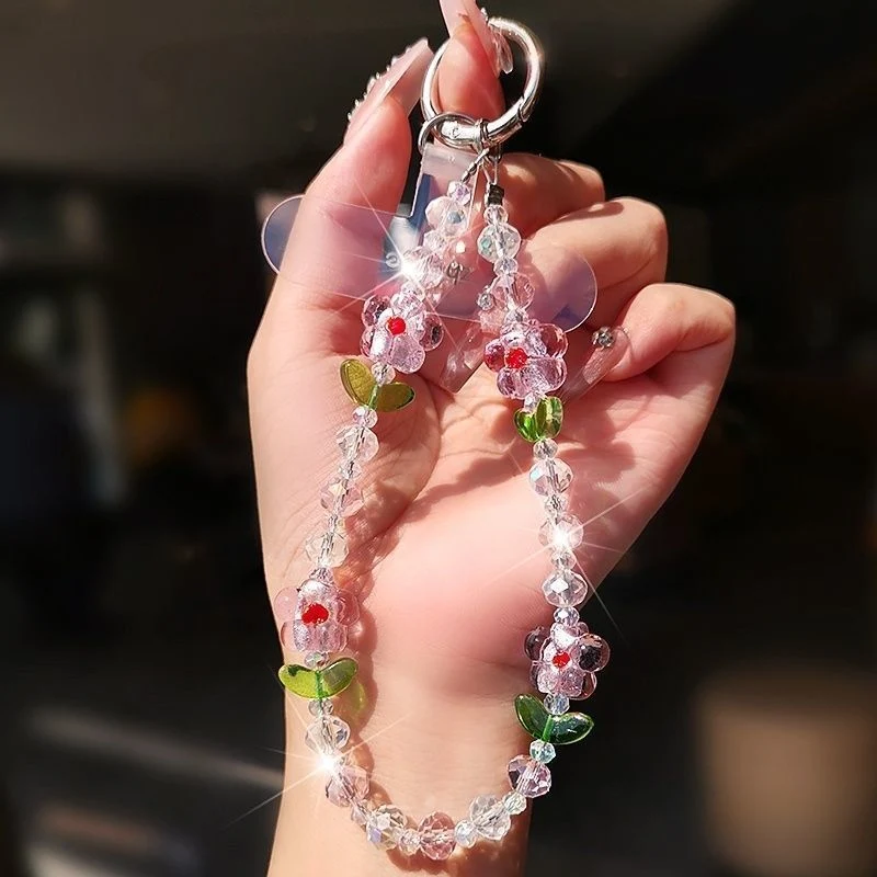 Blumige Perlen-Handykette Brehn