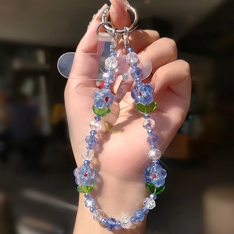 Blumige Perlen-Handykette Brehn